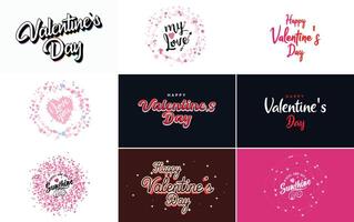 Happy Valentine s Day greeting card template with a romantic theme and a red and pink color scheme vector
