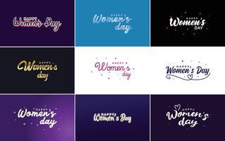 International Women s Day hand written typography background with a gradient color scheme vector