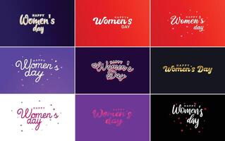 Set of Happy International Woman s Day signs emblems and design elements including signs labels and badges collection suitable for use in a variety of designs vector