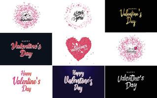 Happy Valentine s Day typography design with a heart shaped balloon and a gradient color scheme vector