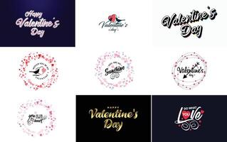 Happy Valentine s Day banner template with a romantic theme and a red color scheme vector