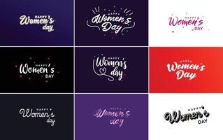 Happy Women s Day typography design with a pastel color scheme and a geometric shape element illustration vector