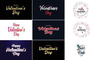 Happy Valentine s Day banner template with a romantic theme and a red color scheme vector