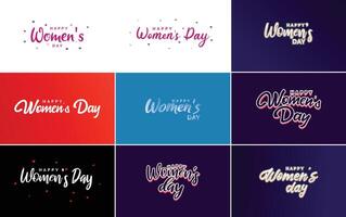 Set of Happy International Woman s Day signs emblems and design elements including signs labels and badges collection suitable for use in a variety of designs vector
