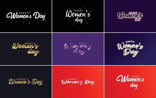 Set of Happy International Woman s Day signs emblems and design elements including signs labels and badges collection suitable for use in a variety of designs vector