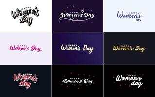 Happy Women s Day typography design with a pastel color scheme and a geometric shape element illustration vector