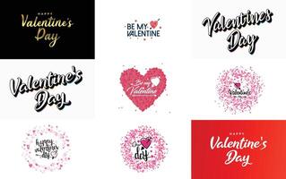 Happy Valentine s Day greeting card template with a romantic theme and a red color scheme vector