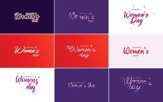 March 8th typographic design set with Happy Women s Day text vector