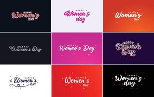 Happy Women s Day design with a realistic illustration of a bouquet of flowers and a banner reading March 76 vector
