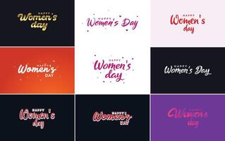 Set of Happy Woman s Day handwritten lettering suitable for use in greeting or invitation cards festive tags and posters modern calligraphy collection on a white background vector