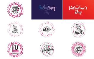 Happy Valentine s Day typography design with a heart shaped balloon and a gradient color scheme vector