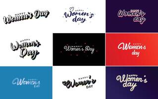 International Women s Day hand written typography background with a gradient color scheme vector
