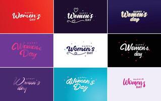 Set of Happy International Woman s Day signs emblems and design elements including signs labels and badges collection suitable for use in a variety of designs vector