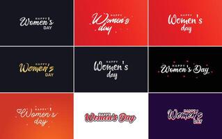 International Women s Day hand written typography background with a gradient color scheme vector