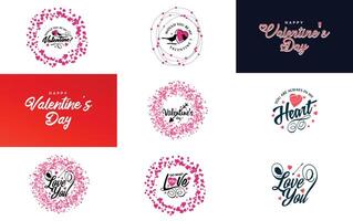 Happy Valentine s Day greeting card template with a romantic theme and a red and pink color scheme vector