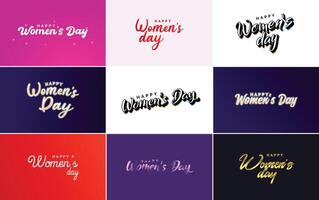 International Women s Day hand written typography background with a gradient color scheme vector