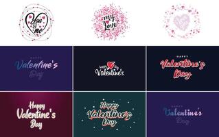 Happy Valentine s Day banner template with a romantic theme and a red color scheme vector