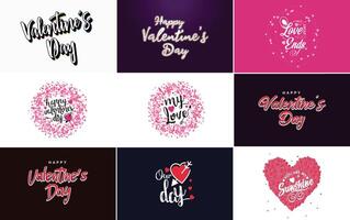 Happy Valentine s Day banner template with a romantic theme and a red color scheme vector