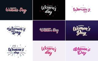 Happy Women s Day typography design with a pastel color scheme and a geometric shape element illustration vector