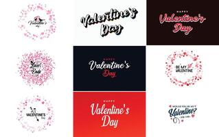 Happy Valentine s Day greeting card template with a romantic theme and a red and pink color scheme vector