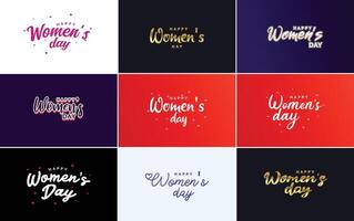 International Women s Day hand written typography background with a gradient color scheme vector