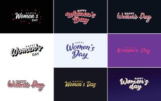 Happy Women s Day typography design with a pastel color scheme and a geometric shape element illustration vector