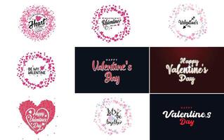 Happy Valentine s Day typography design with a heart shaped balloon and a gradient color scheme vector