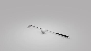 A 360-degree view of a golf ball and club on a gray background video