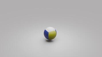 A 360-degree view of an volleyball ball, captured from a side view slightly above, set against a gray background video