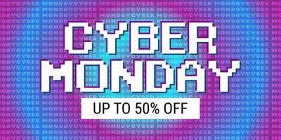 Cyber Monday background with text. Promo sale horizontal banner design. Abstract illustration. vector