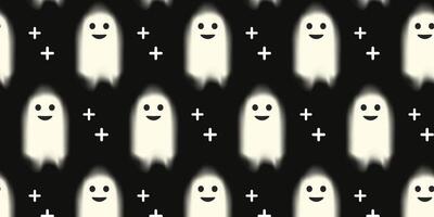 Happy Halloween. Seamless pattern with Boo Spooky Ghost on black background. illustration for print. vector