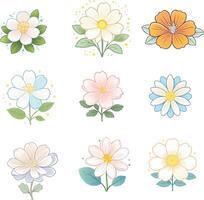light color hand drawn style flowers vector