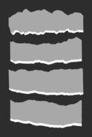 Grey torn paper element set. Ripped paper sheets background template. For scrapbook, presentation, cover, or social media graphic element. vector