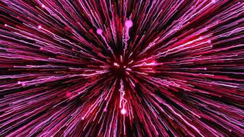 Moving bright stars with shining rays on black background. Motion. Movement in bright stream with energy lines. Hyper-jump in outer space video