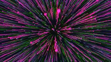 Black background.Motion.Thin bright lines of different colors that fly along the footage to the center and fall in animation. video