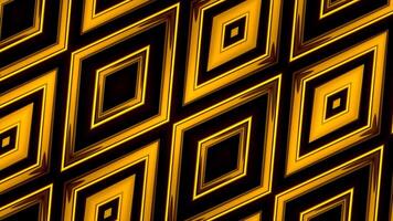 Kaleidoscopic shapes of golden color, seamless loop. Motion. Rhombus colorful fractal pattern on a black background. video