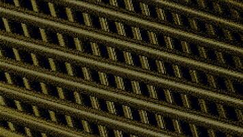 Abstract TV noise effect, grainy texture with crossed wide stripes, seamless loop. Motion. 3D narrow pipes on a black background. video