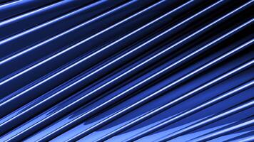 Parallel colorful diagonal narrow lines flowing slowly on a black background, seamless loop. Motion. Glowing stripes. video
