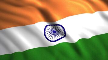 Flag of India.Motion.Tricolor canvas with orange white and green stripes and a pattern in the middle. video