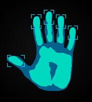 human hand print with fingerprint sensor color illustration vector