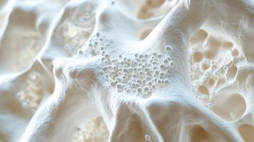 Close-Up of Porous Bone Structure with Detailed Texture and White Background photo