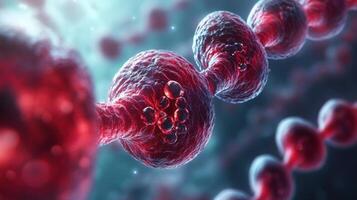 Close-Up of Red Blood Cells in a Microscopic View with Detailed Cellular Structure and Vivid Colors photo