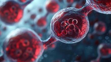 Close-Up of Red Blood Cells and Molecules in a Scientific and Medical Background photo
