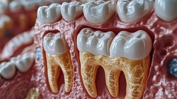 Detailed Close-Up of Human Teeth and Gums Showing Dental Anatomy and Structure photo