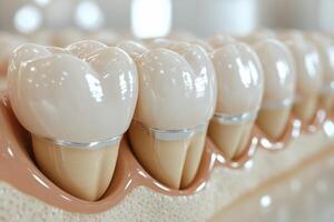 Close-up of Dental Implants in Jawbone - High-Resolution 3D Render of Tooth Implants for Medical and Dental Use photo
