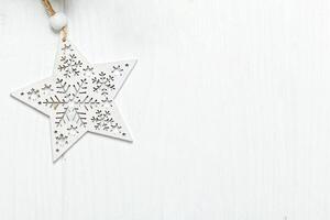 christmas toys star on wooden background photo