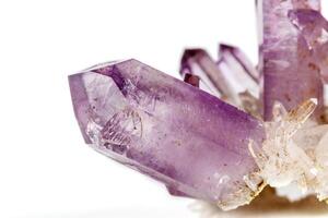 Amethyst Crystal Druse macro mineral on white background photo