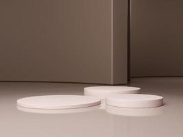 Set of cylinder pedestal podium display, Empty room background. Abstract modern rendering 3d shape for products display presentation. Pastel minimal wall scene, Studio room. 3d rendering photo