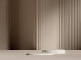 Set of cylinder pedestal podium display, Empty room background. Abstract modern rendering 3d shape for products display presentation. Pastel minimal wall scene, Studio room. 3d rendering photo