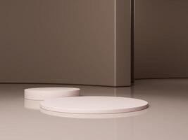 Set of cylinder pedestal podium display, Empty room background. Abstract modern rendering 3d shape for products display presentation. Pastel minimal wall scene, Studio room. 3d rendering photo